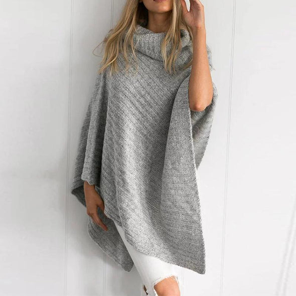 Cowl Neck Striped Tassel Cape Sweaters