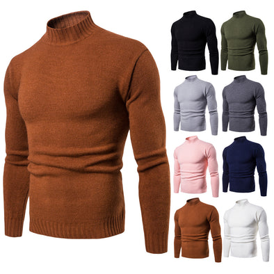 New Men's Turtleneck Slim Solid Sweater