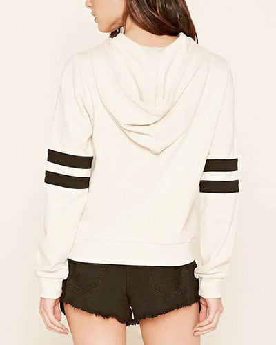 Short Colorblock Hooded Long Sleeve Sweatshirt