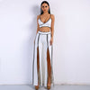 Women's sexy sling two-piece high waist white split pants