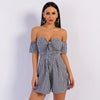 Bow plaid wrapped chest open back high waist jumpsuit