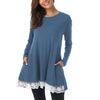 Lace-Paneled Long-Sleeved Dress