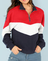 Colorblock Stand Collar Zipper Long Sleeve Sweatshirt