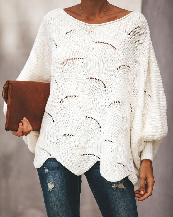 Loose Long Sleeve Openwork Sweater