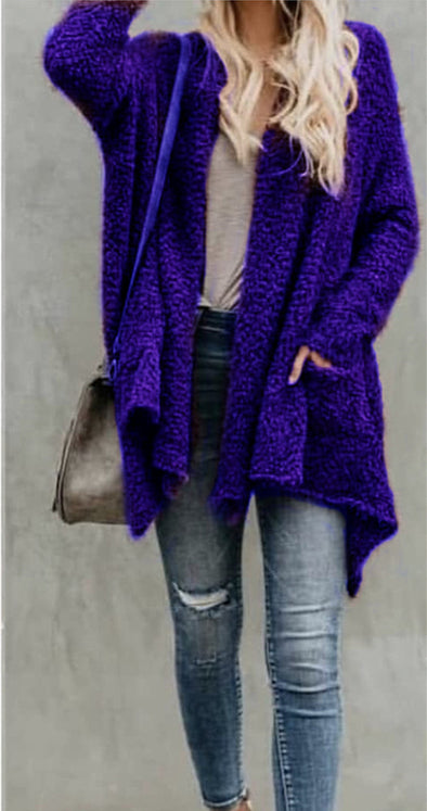 Long Sleeve Women's Plush Cardigan Coat