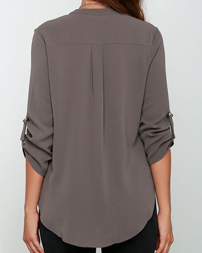 Women's V-neck Long-Sleeved Shirt