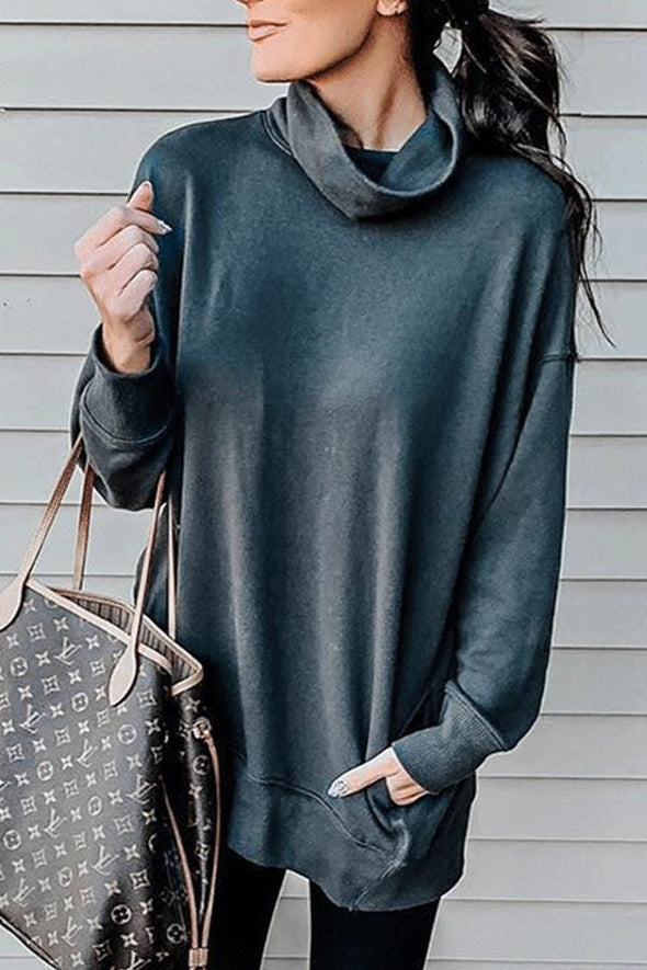 Cowl Neck  Plain Sweaters