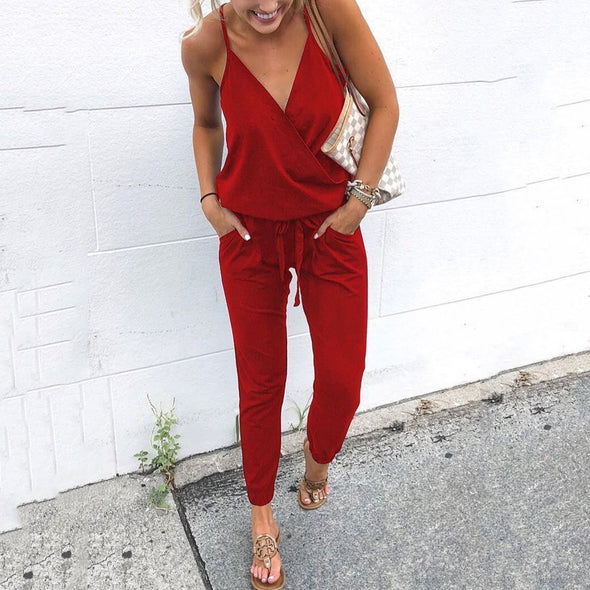 Women's Fashion Sleeveless Plain Jumpsuits