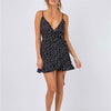 Deep V Collar Polka Dot Printed Belted Ruffled Vacation Dress