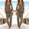 Sexy V Collar Sleeveless Slim Jumpsuit With Pockets