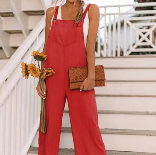 Women's Fashion Nine-Point Belt Casual Jumpsuits