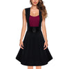 Fashion Square Collar Contrast Sleeveless Belt Dress