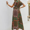 Women's Casual V Collar Short-Sleeved Bohemian Dress