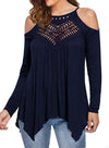 Lace Panel Strapless Long Sleeve T-Shirt