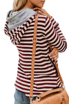 Long Sleeve Striped Button Hooded Sweater