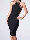 Fashion Halter Plain Sleeveless Black Bodycon Dress