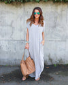 Short Sleeve Loose Pocket Maxi Dress