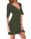 New V-Neck Bat Sleeve Knit Bodycon Dress