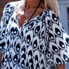 Women's V-Neck Five-Points Sleeve Printed Loose Dresses