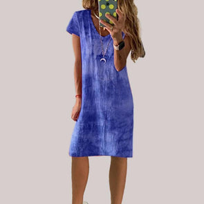 Women's Tie-Dye Short-Sleeved V-Neck Dress