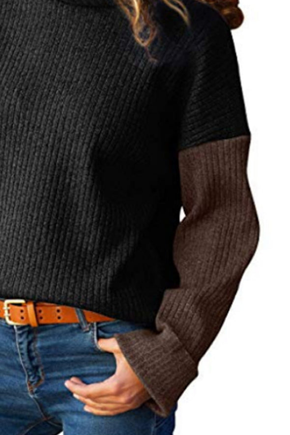 High Neck Patchwork Sweaters