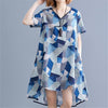 Women's V-Neck Printed Short Sleeve Loose Dresses