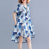 Women's V-Neck Printed Short Sleeve Loose Dresses