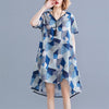 Women's V-Neck Printed Short Sleeve Loose Dresses