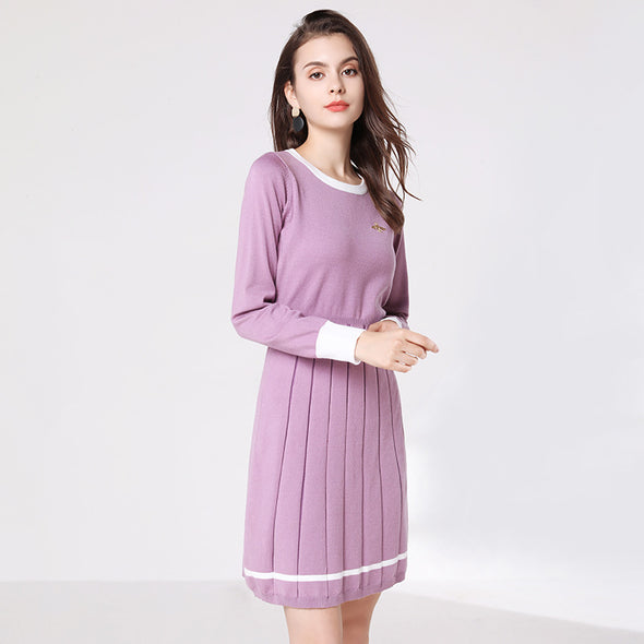 Women's O-Neck Knitted Dress