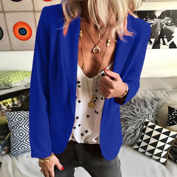 Slim Patchwork Pure Color Long Sleeve Blazer Jacket