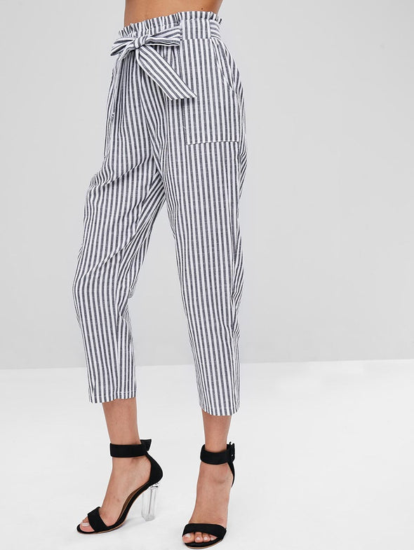 New mid-waist triped cropped pants