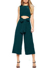 Sexy Waist Bow Belt Wide Leg Jumpsuit