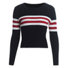 Stripe Elasticity Round Neck Short Knitting Sweaters