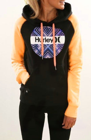 Letter Printing Patchwork Hit Color Hoodies