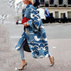 Women's Fashion Printed Color Turndown Collar Loose Coat