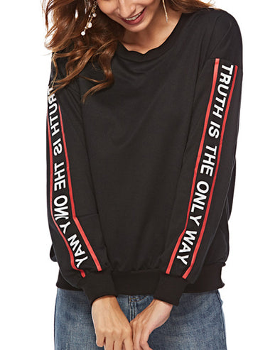 Letter Long Sleeves Collage Casual Sweatshirt