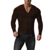 New Slim Solid Color Long Sleeve V-Neck Knit Cardigan