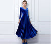 Elegant Long Sleeve V-Neck Velvet Maxi Dress