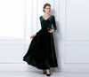 Elegant Long Sleeve V-Neck Velvet Maxi Dress