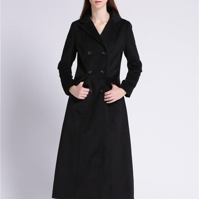 Fashion Double-breasted Lapel Long Sleeve Slim Outwear