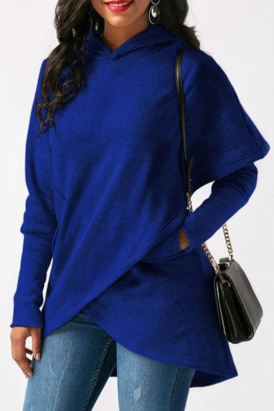 Asymmetric Hem Loose Fitting  Plain Hoodies