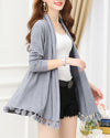 Long Sleeve Fringed Loose Knit Cardigan