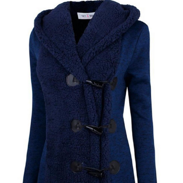 Stunning Hooded Diagonal Horn Button Overcoat