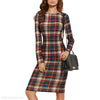 Round Collar Lattice Long Sleeve Package Hip Bodycon Dress