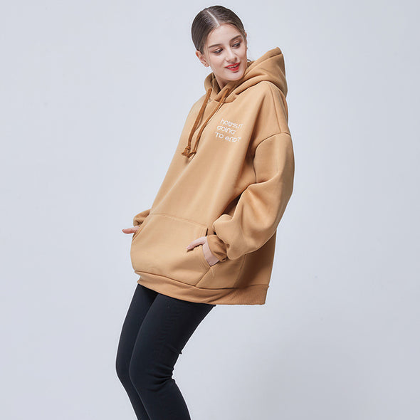 Embroidery Hooded Fleece Pullover Loose Hoodies