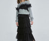 Ruffled Decorative O-Neck Long-Sleeved Sweatshirt