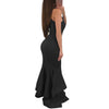 Sleeveless Solid Color Lotus Leaf Package Hip Evening Dress