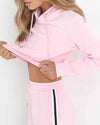 Solid Color Hooded Sports Sweater Set