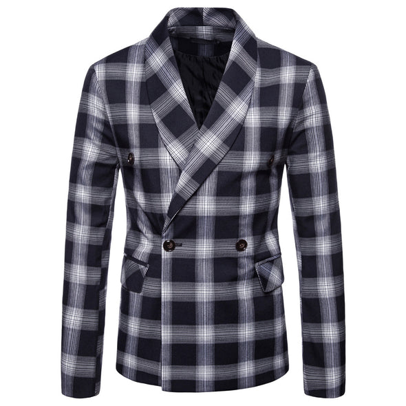 New Fashion Dark Plaid Men's Suit