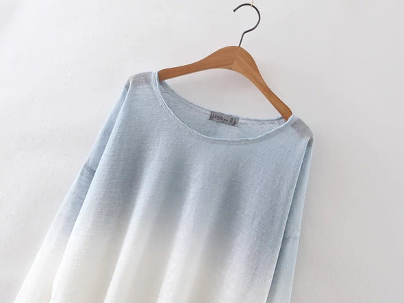 Gradient Long Sleeve Round Neck Sweatshirt